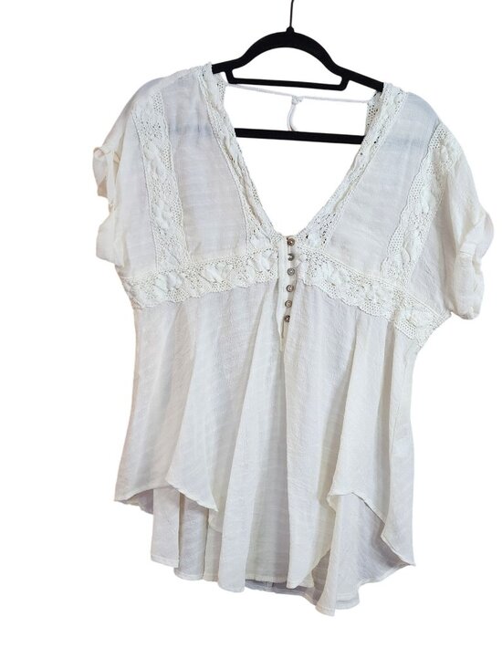 DAVI & DANI Tops - Davi & Dani Way Out There Drape Sleeve Embroidered Tunic Shirt Womens Size L